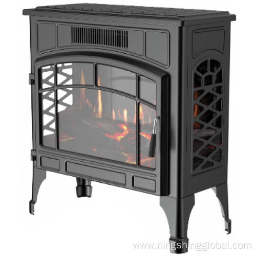 Freestanding Electric Fireplace with PTC Heating and Three-Sided Flame View